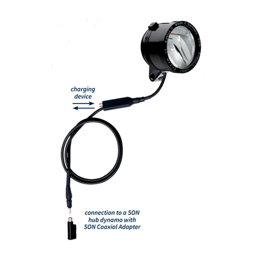 Front led bike light Edelux II for dynamo with cable and coaxial connector