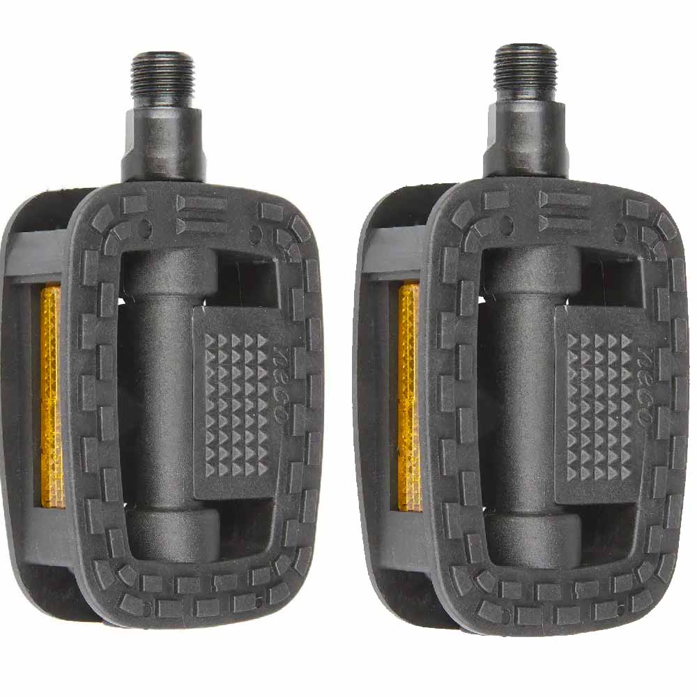 M-Wave Bike Pedals 73x94mm – Plastic Body, Smooth Bearings, Boron Axle, Reflectors