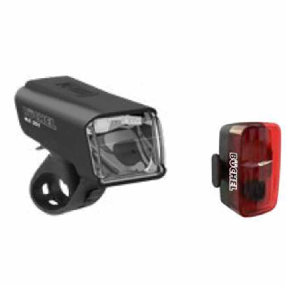 Rechargeable USB LED Bike Light Set Büchel BLC 351 - Front and Rear Lights with Interchangeable Lenses