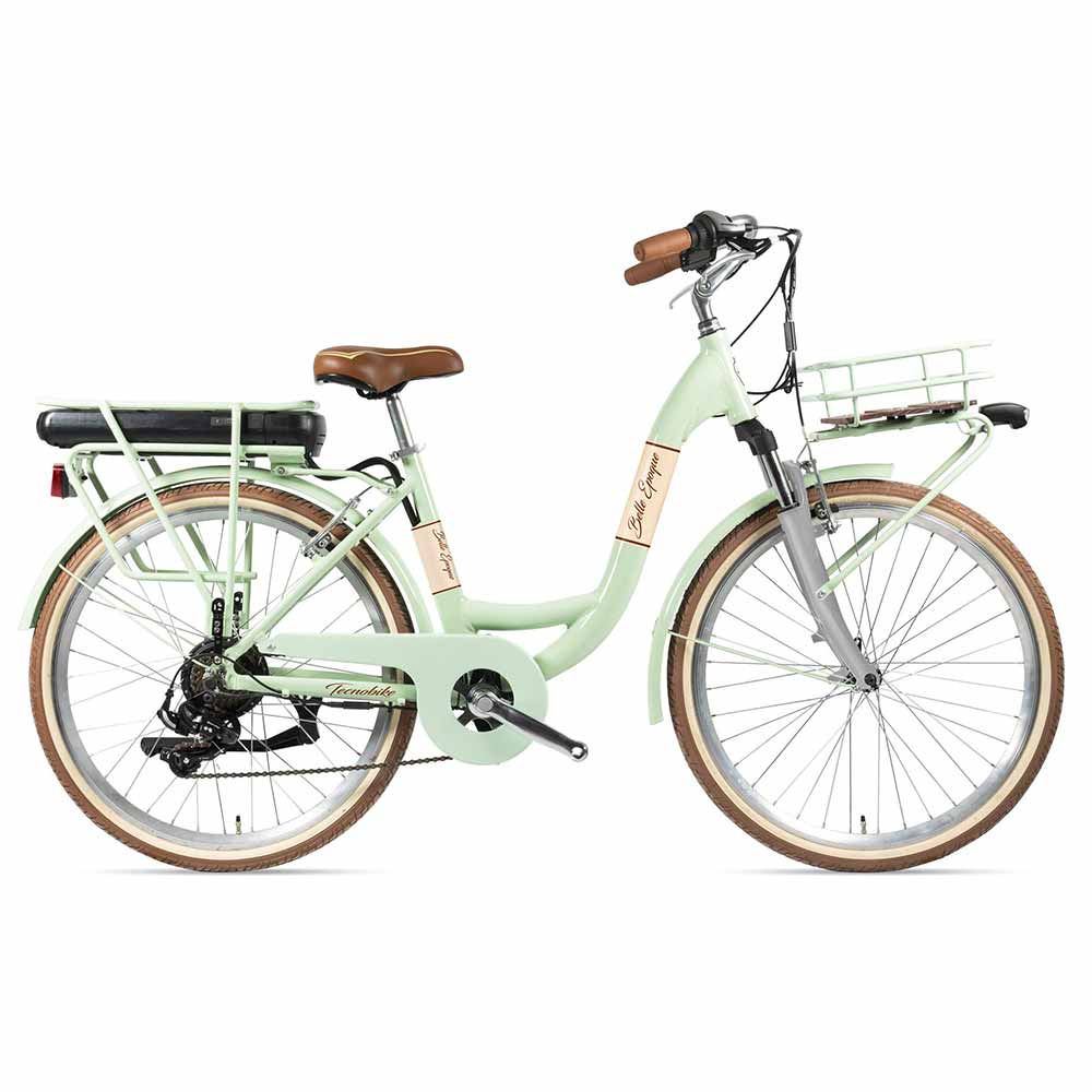 Tecnobike e-CLASSIC 102 Belle Epoque - Vintage Electric Bike | 26" City E-bike with Pedal Assist | Mint Green