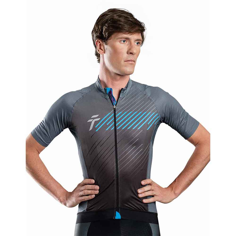 True Cycling Men Jersey Prestige Gray Blue Racing Bike